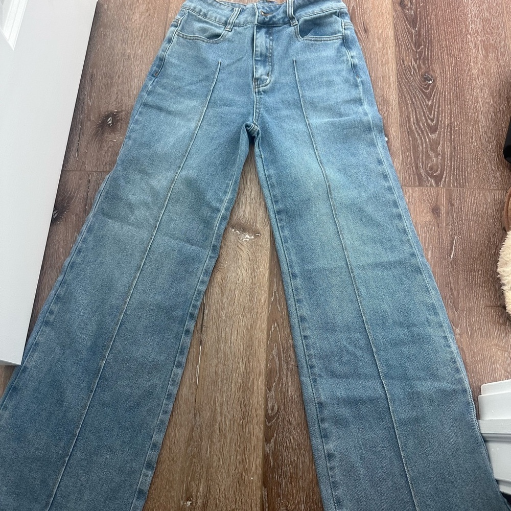 Windsor Light Blue Wide Leg Jeans with Front Seams